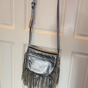 Hobo Chic Silver Crossbody Bag with Fringe
